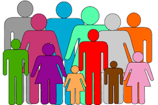 Color clipart representing many different types of families.