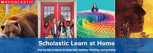 Scholastic Learn At Home logo with link that will bring you to the website when clicked.